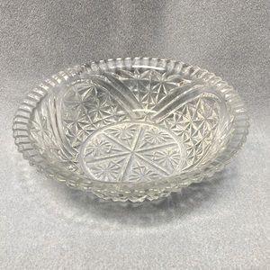 Vintage Anchor Hocking Stars & Bars Clear Glass Serving Bowl